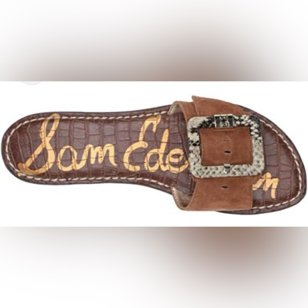 Sam Edelman Brown Suede Sandals with Decorative Buckle - Picture 2 of 9